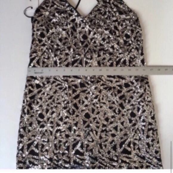 Ali & Jay Silver Metallic Ai Yai Yai Sequined Dress Size Medium - Picture 7 of 8